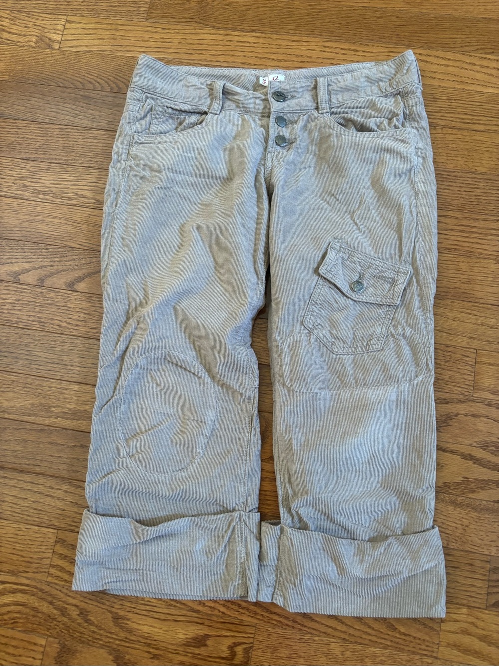 Joie Women's Light Tan Cropped Corduroy Cargo Pants